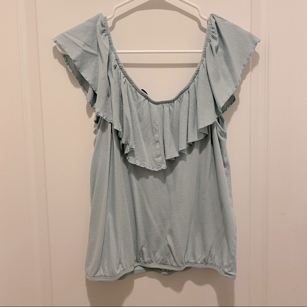 Express Double V Off The Shoulder Ruffle Top